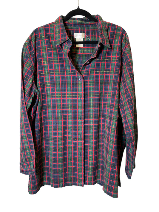 Blouse Long Sleeve By Bobbie Brooks In Plaid Pattern, Size: 4x