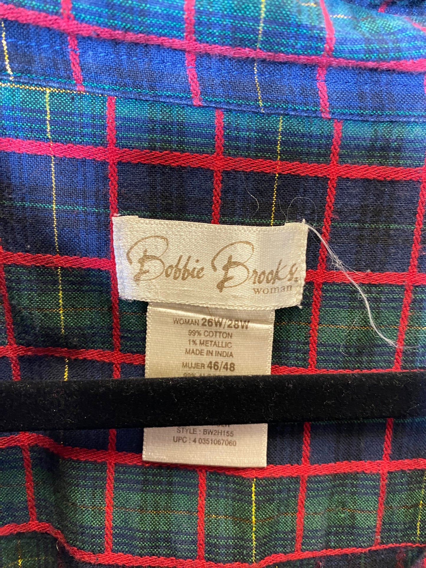 Blouse Long Sleeve By Bobbie Brooks In Plaid Pattern, Size: 4x