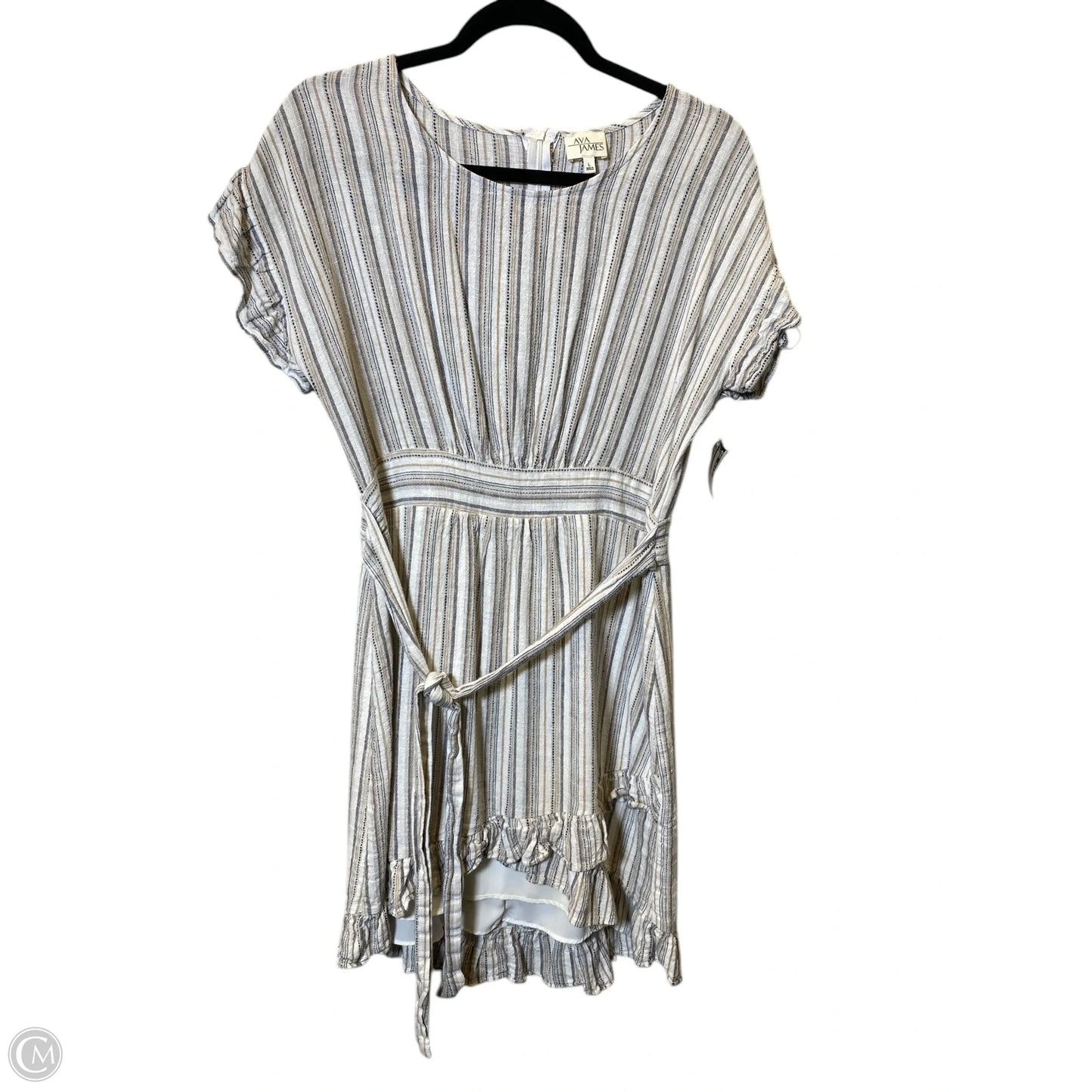Dress Casual Midi By Ava James In Striped Pattern, Size: L