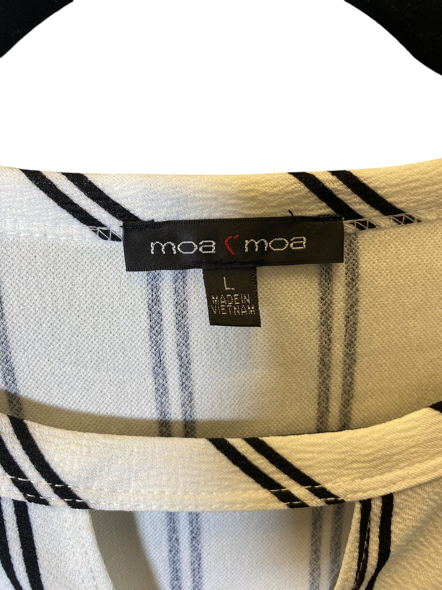 Blouse 3/4 Sleeve By Moa Moa In Black & White, Size: L