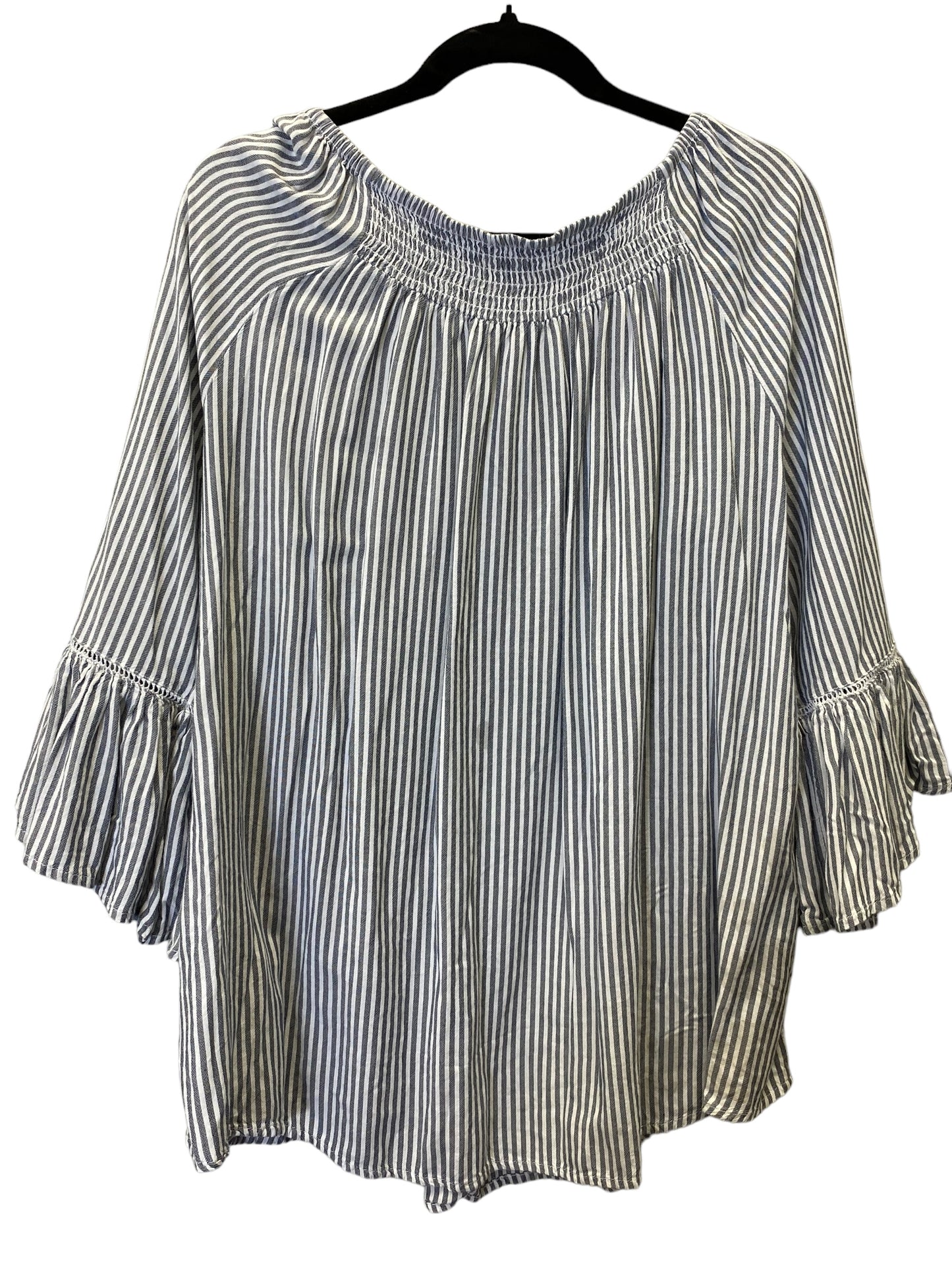 Blouse 3/4 Sleeve By Terra & Sky In Striped Pattern, Size: 14