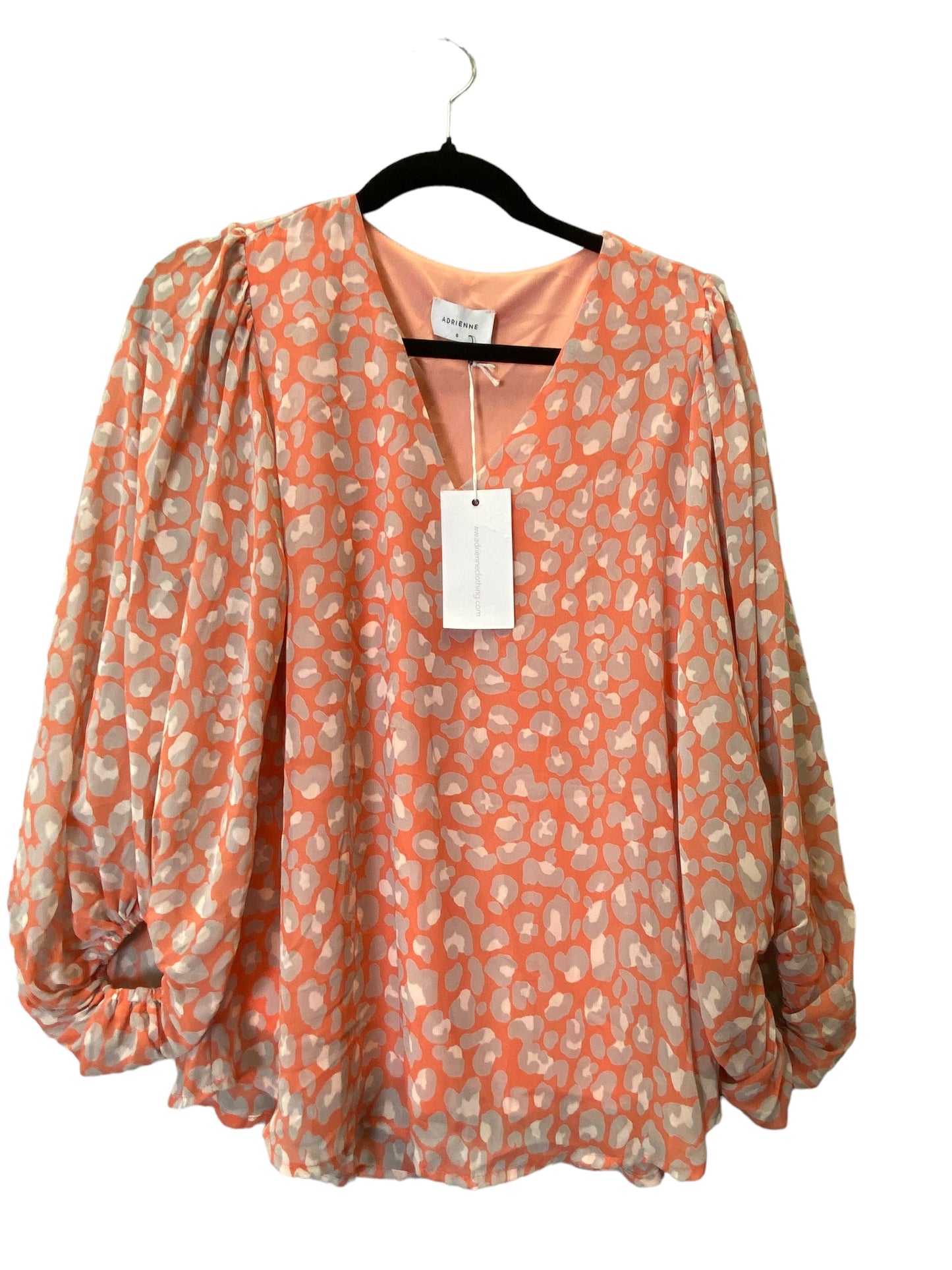 Blouse Long Sleeve By Adrienne Vittadini In Pink & Tan, Size: S