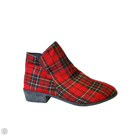 Boots Ankle Heels By Clothes Mentor In Plaid Pattern, Size: 9