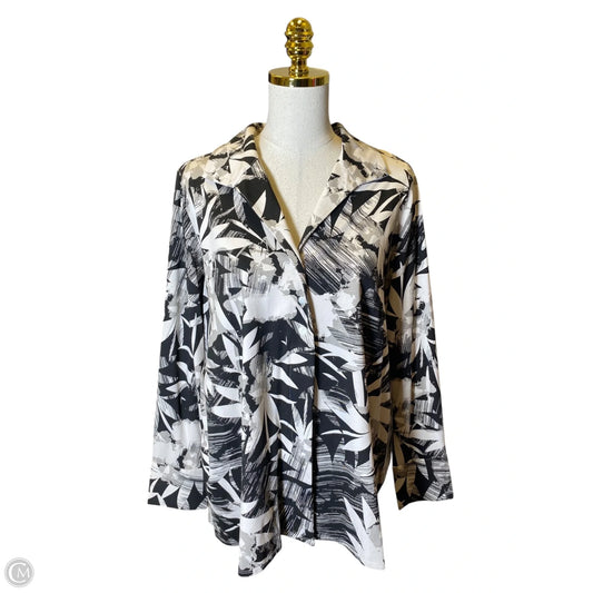 Blouse Long Sleeve By Wynne Layers In Black & Cream, Size: L