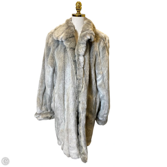 Jacket Faux Fur & Sherpa By Dennis Basso Qvc In Grey, Size: L