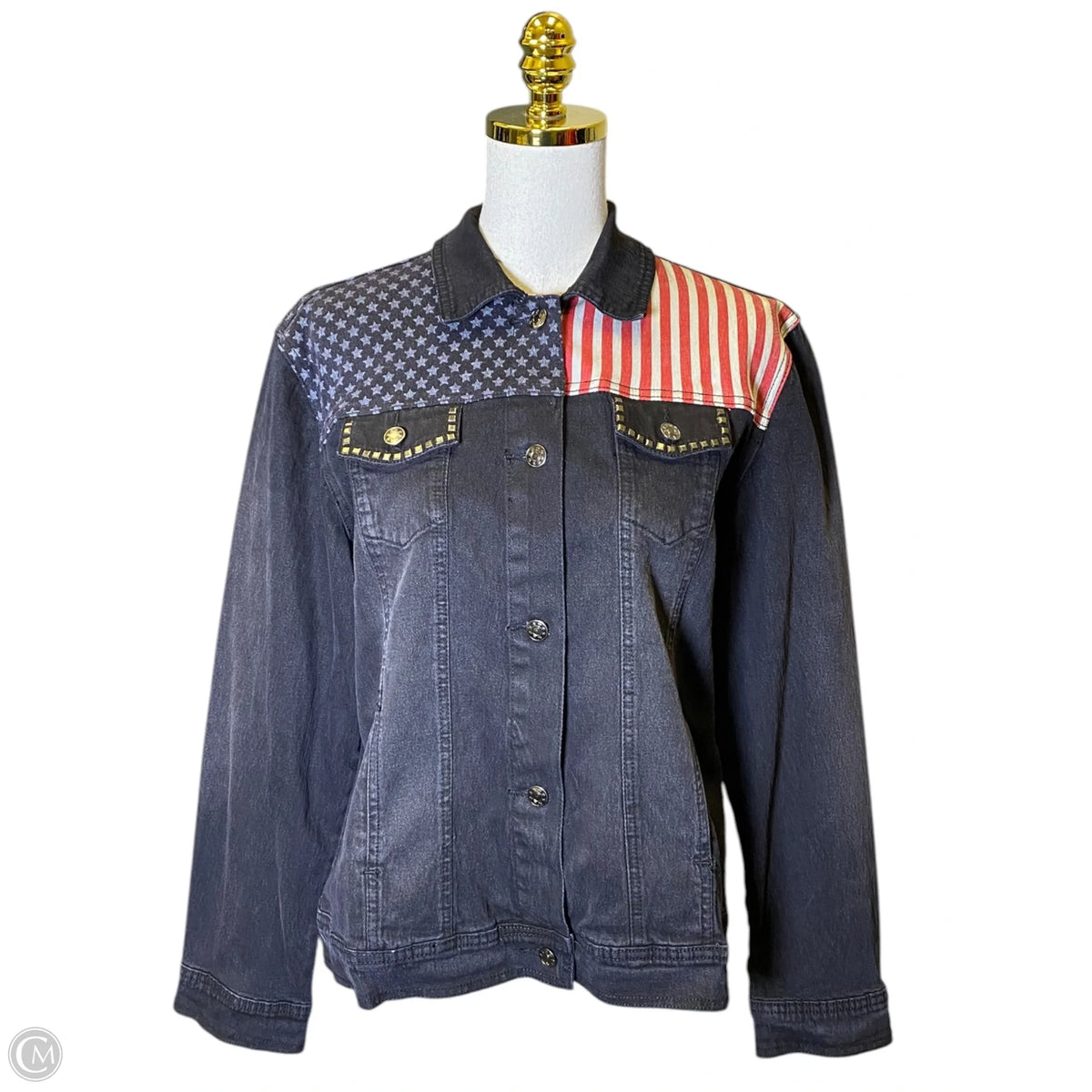 Jacket Denim By Dg2 In Black Denim, Size: L