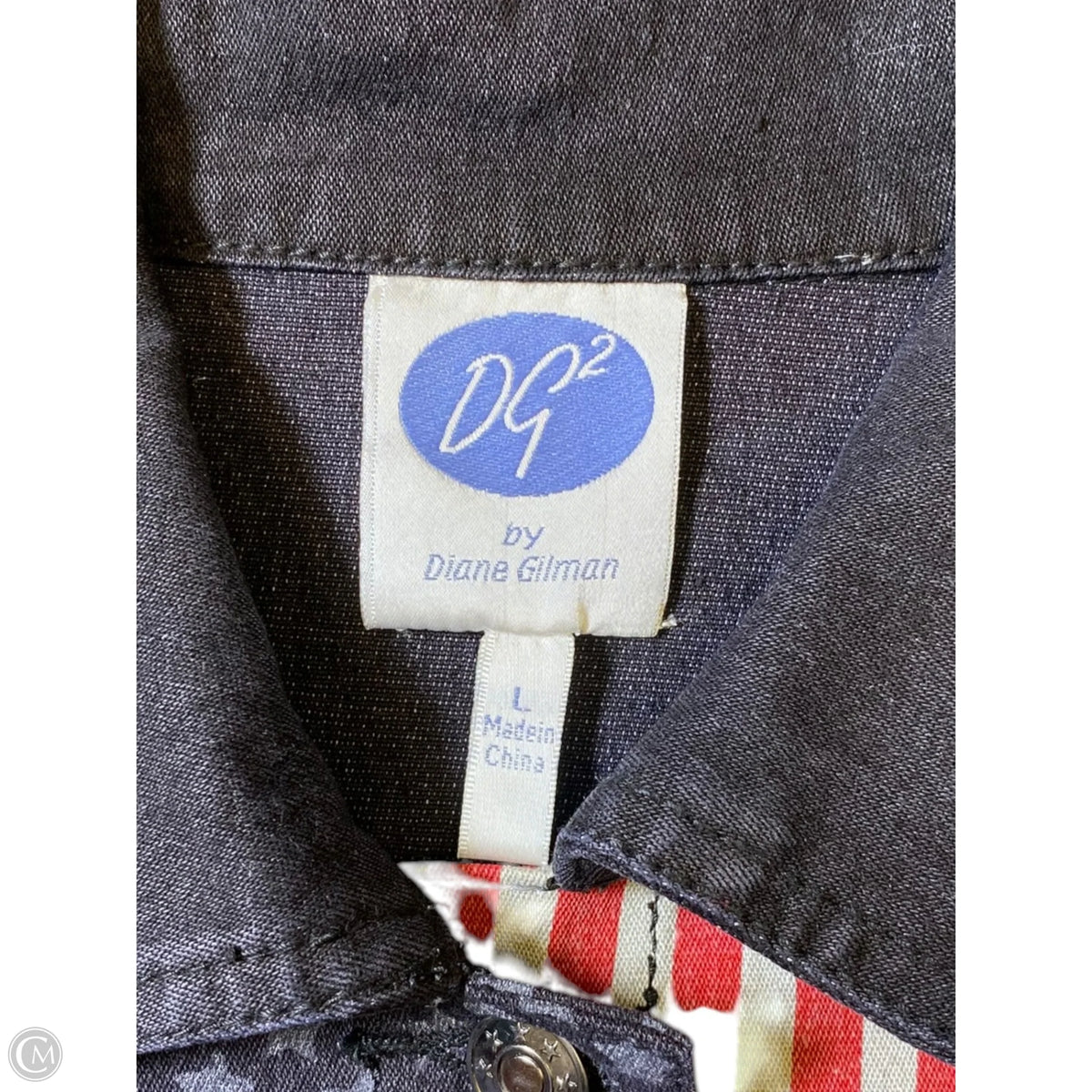 Jacket Denim By Dg2 In Black Denim, Size: L