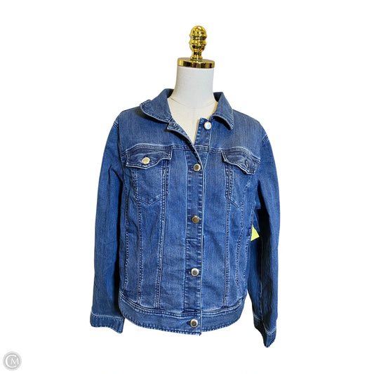Jacket Denim By Chicos In Blue Denim, Size: Xl