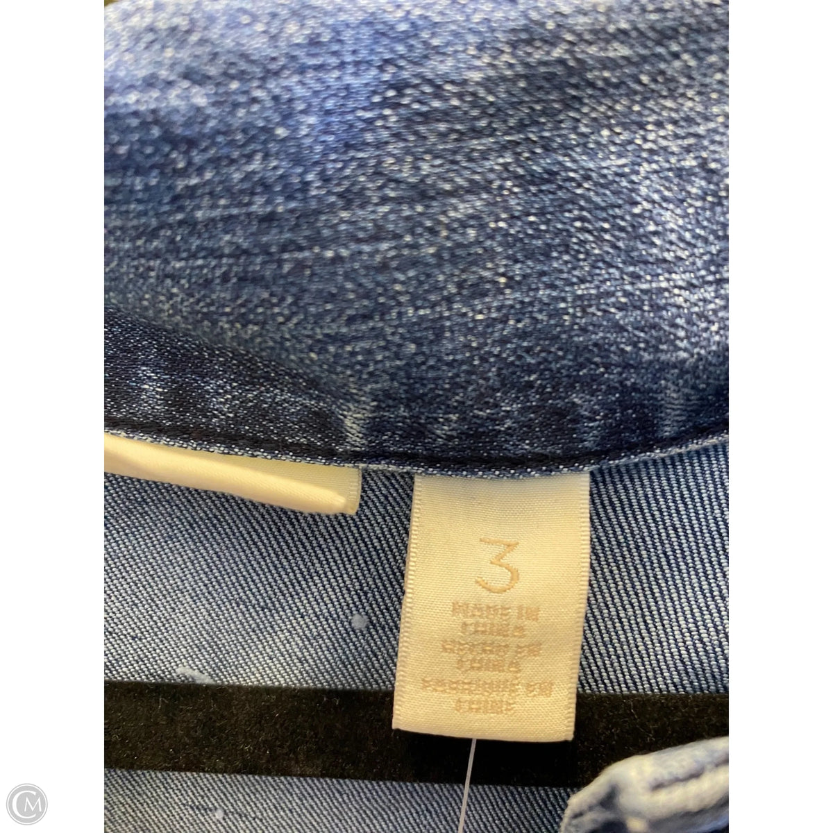 Jacket Denim By Chicos In Blue Denim, Size: Xl