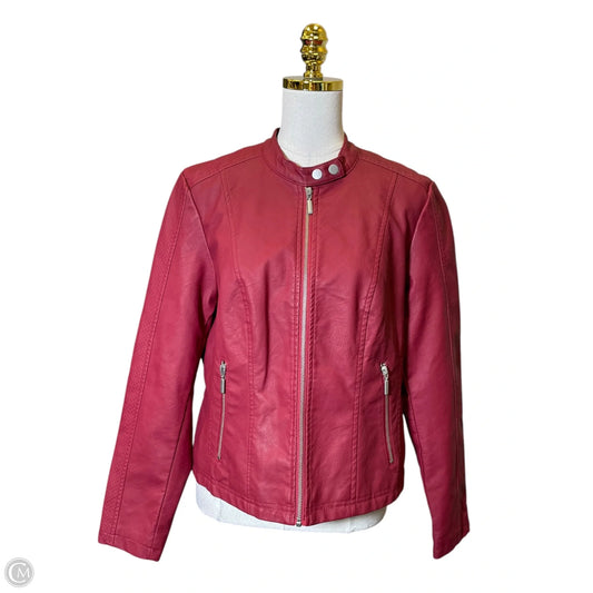 Jacket Leather By Baccini In Red, Size: L