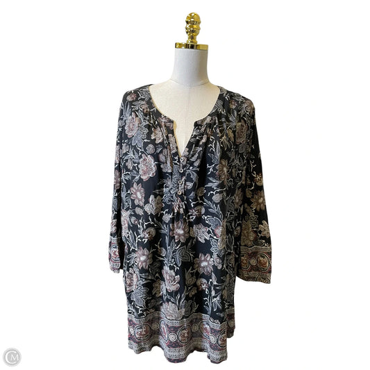 Blouse Long Sleeve By Lucky Brand In Multi-colored, Size: 3x