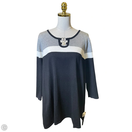 Sweater By Cable And Gauge In Black & Grey, Size: 2x