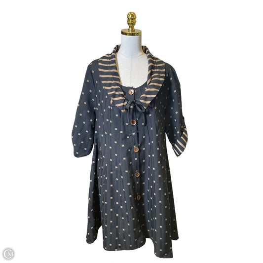 Dress Casual Midi By Clothes Mentor In Black & Brown, Size: 2x