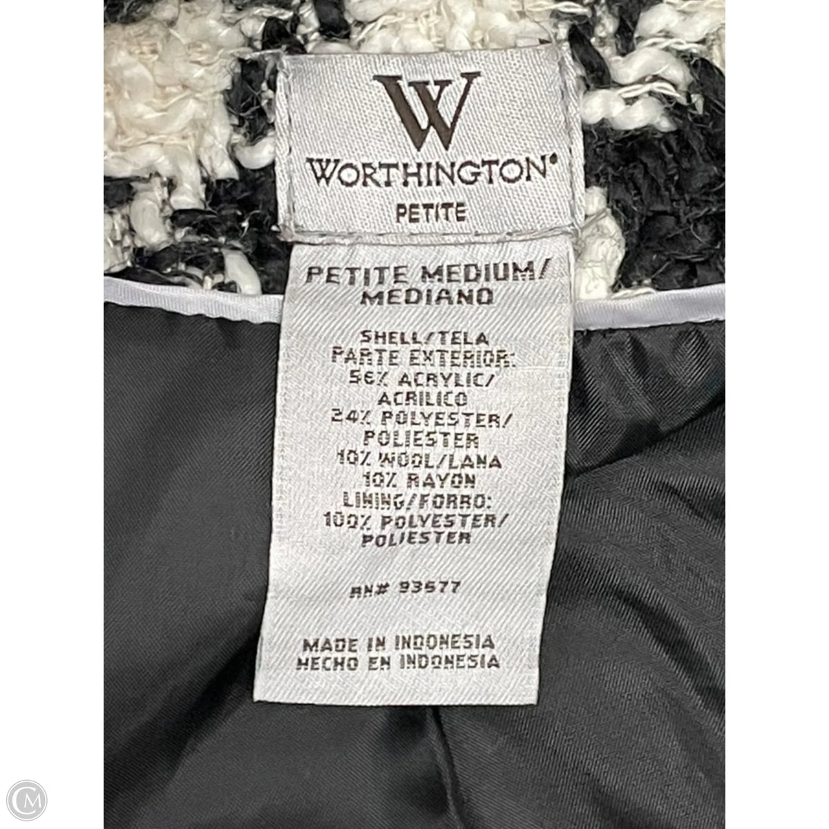 Jacket Other By Worthington In Black & White, Size: M