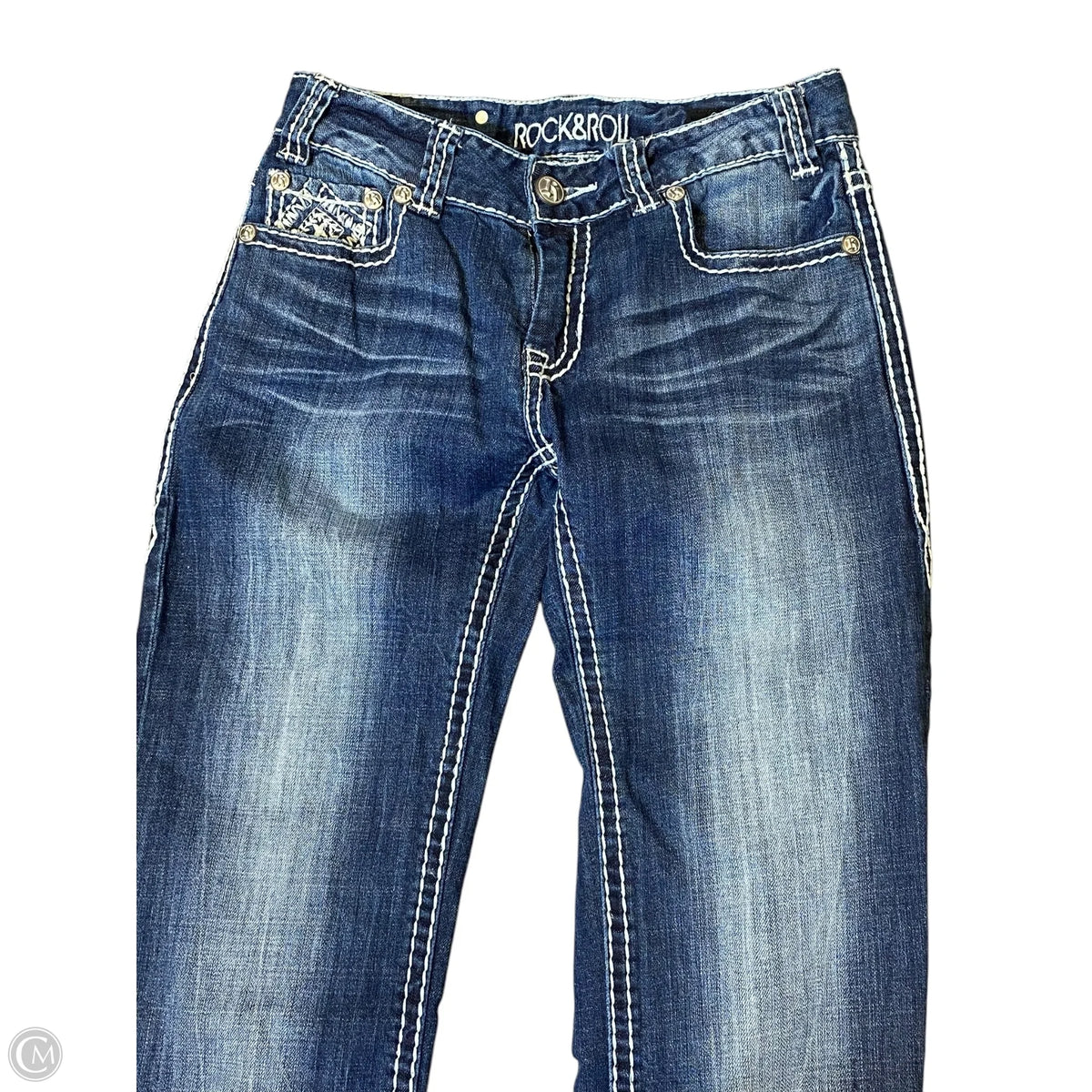 Jeans Boot Cut By Rock & Roll In Blue Denim, Size: 4