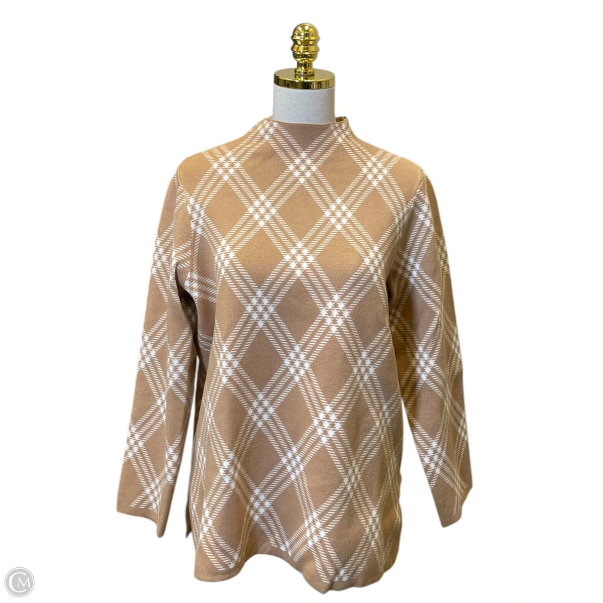 Sweater By Anne Klein In Plaid Pattern, Size: L