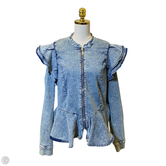 Top Long Sleeve By Fashion Nova In Blue Denim, Size: 2x