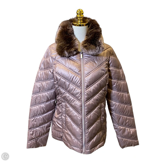 Jacket Puffer & Quilted By Kenneth Cole In Taupe, Size: 0