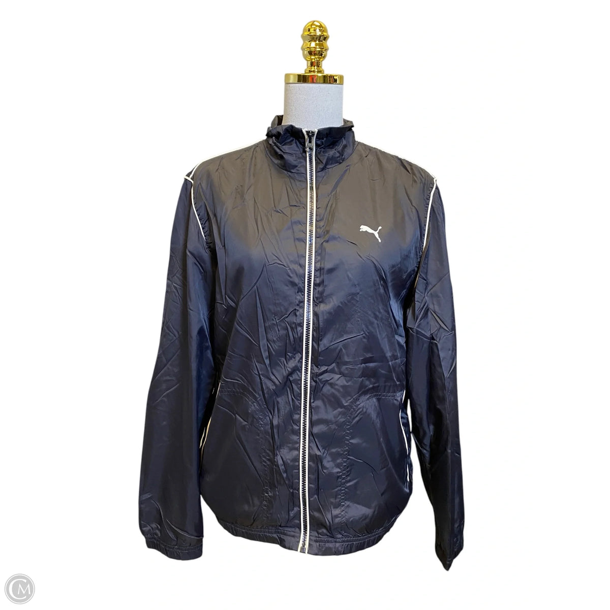 Jacket Windbreaker By Puma In Black & White, Size: S