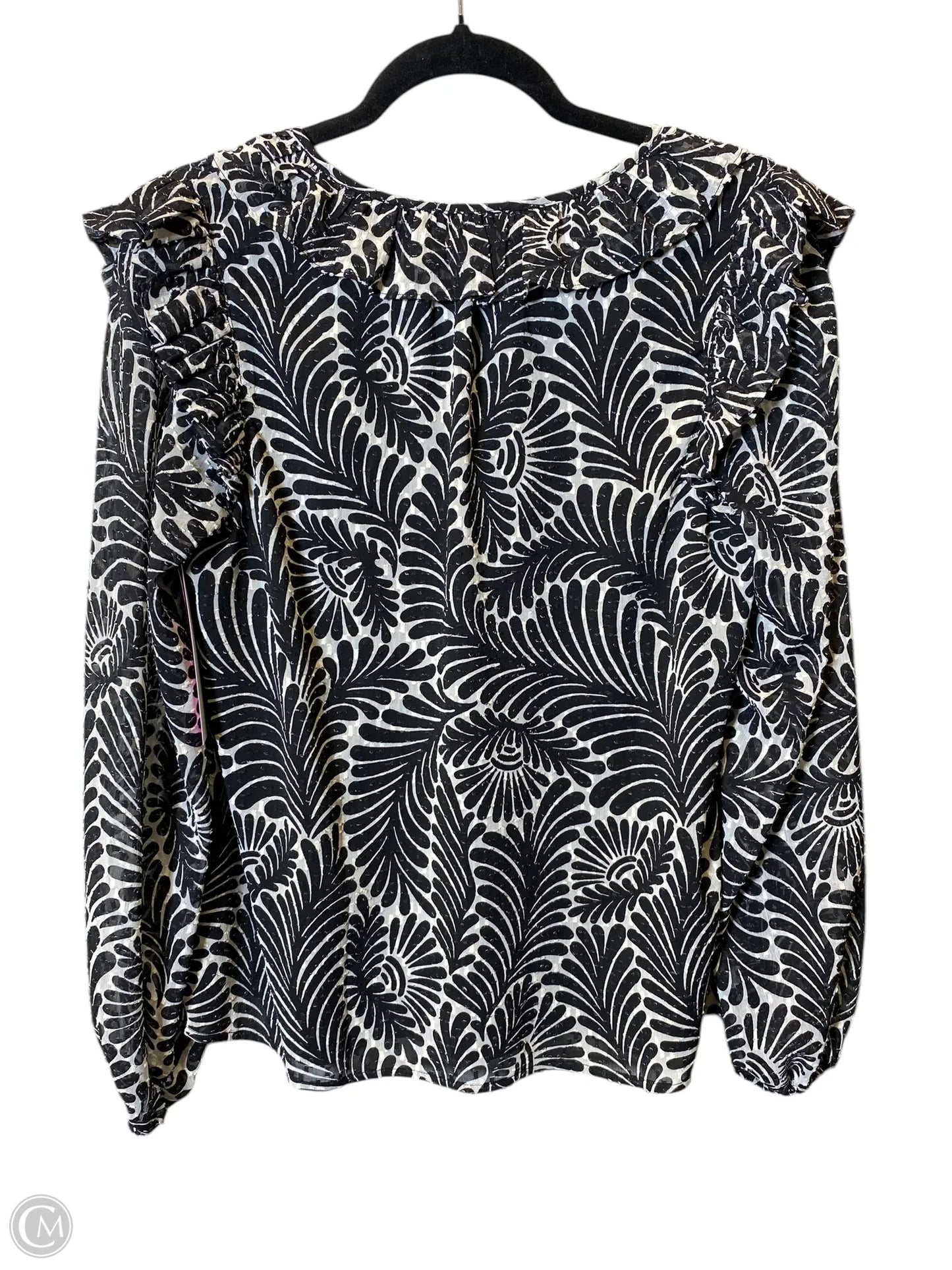 Top Long Sleeve By Loft In Black & White, Size: M