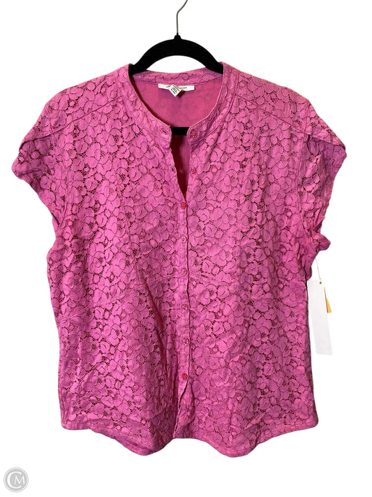 Blouse Short Sleeve By Jm Collections In Pink, Size: Xl