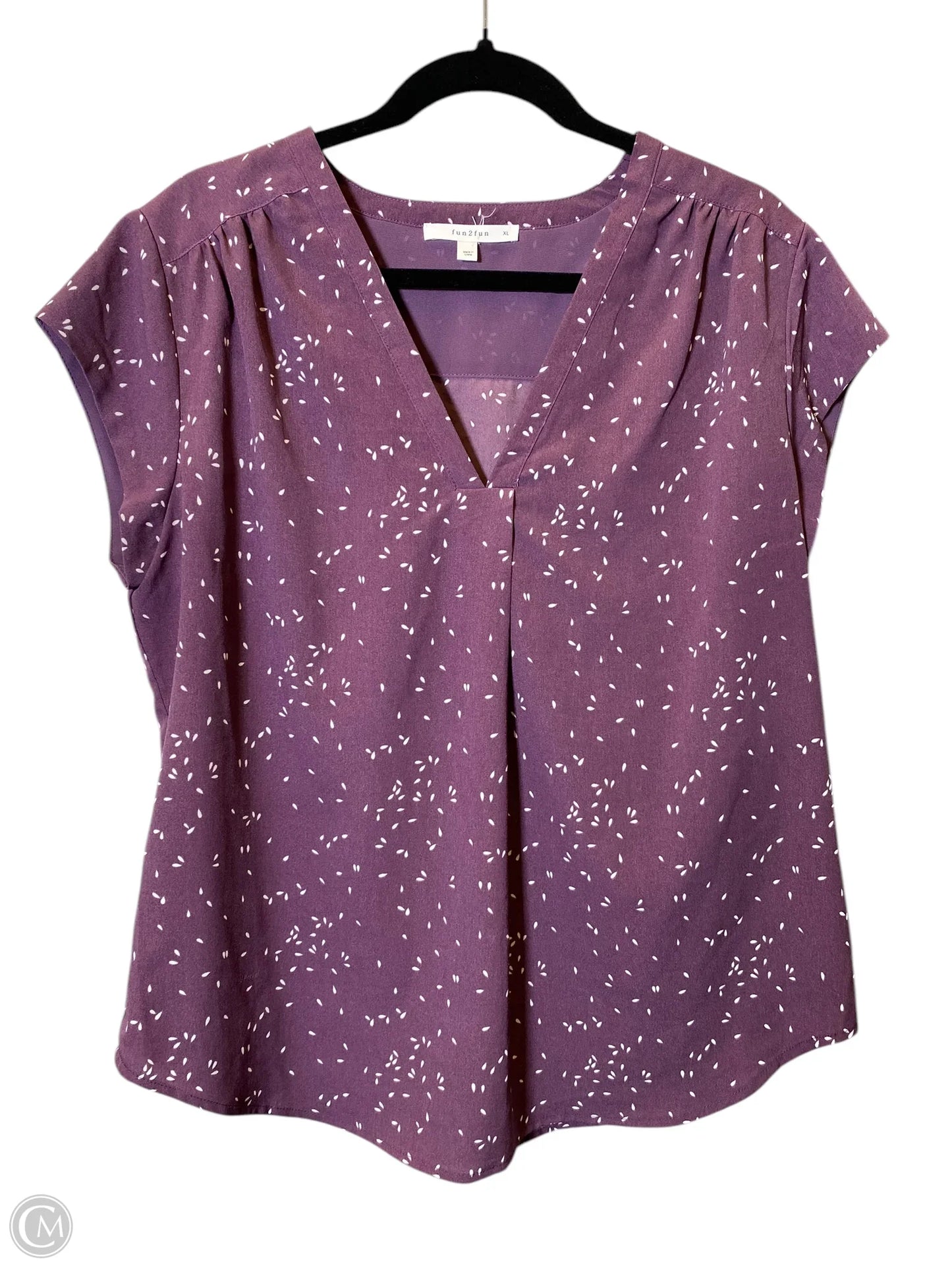 Top Short Sleeve By Fun 2 Fun In Purple, Size: Xl