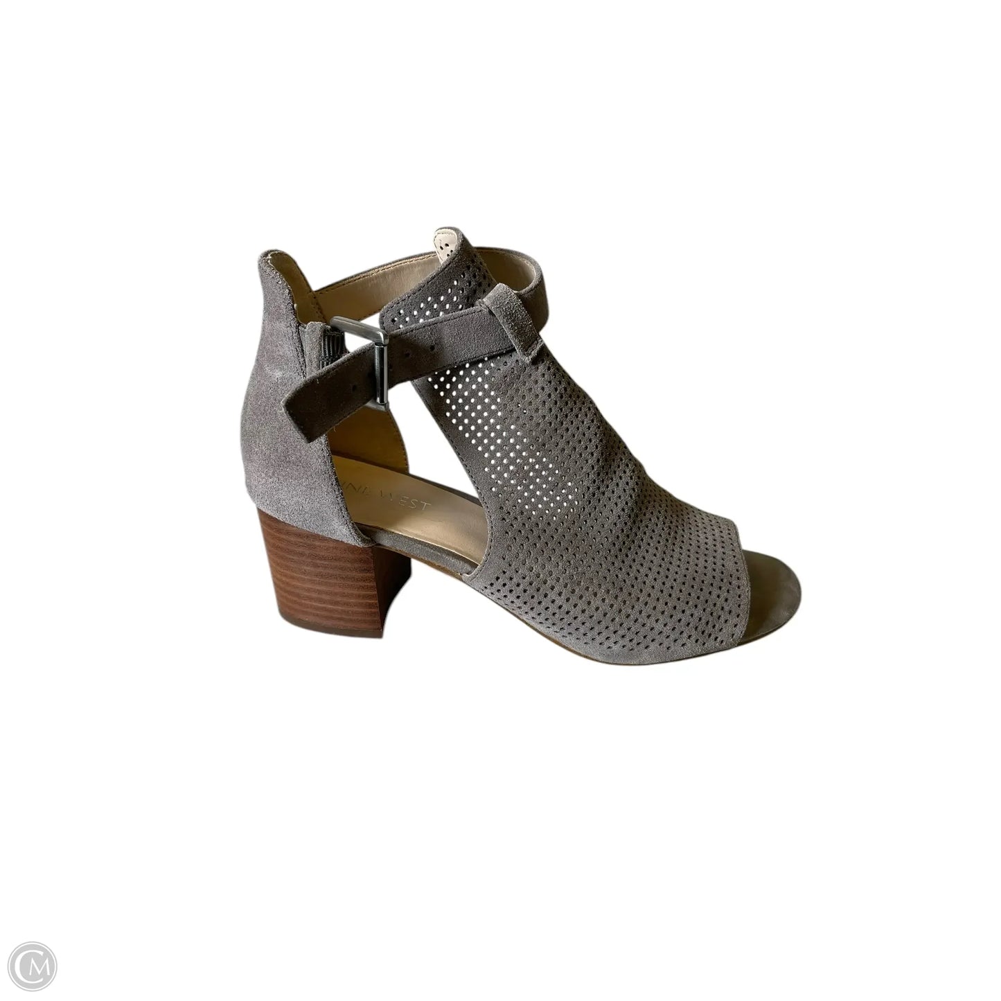 Sandals Heels Block By Nine West In Grey, Size: 6