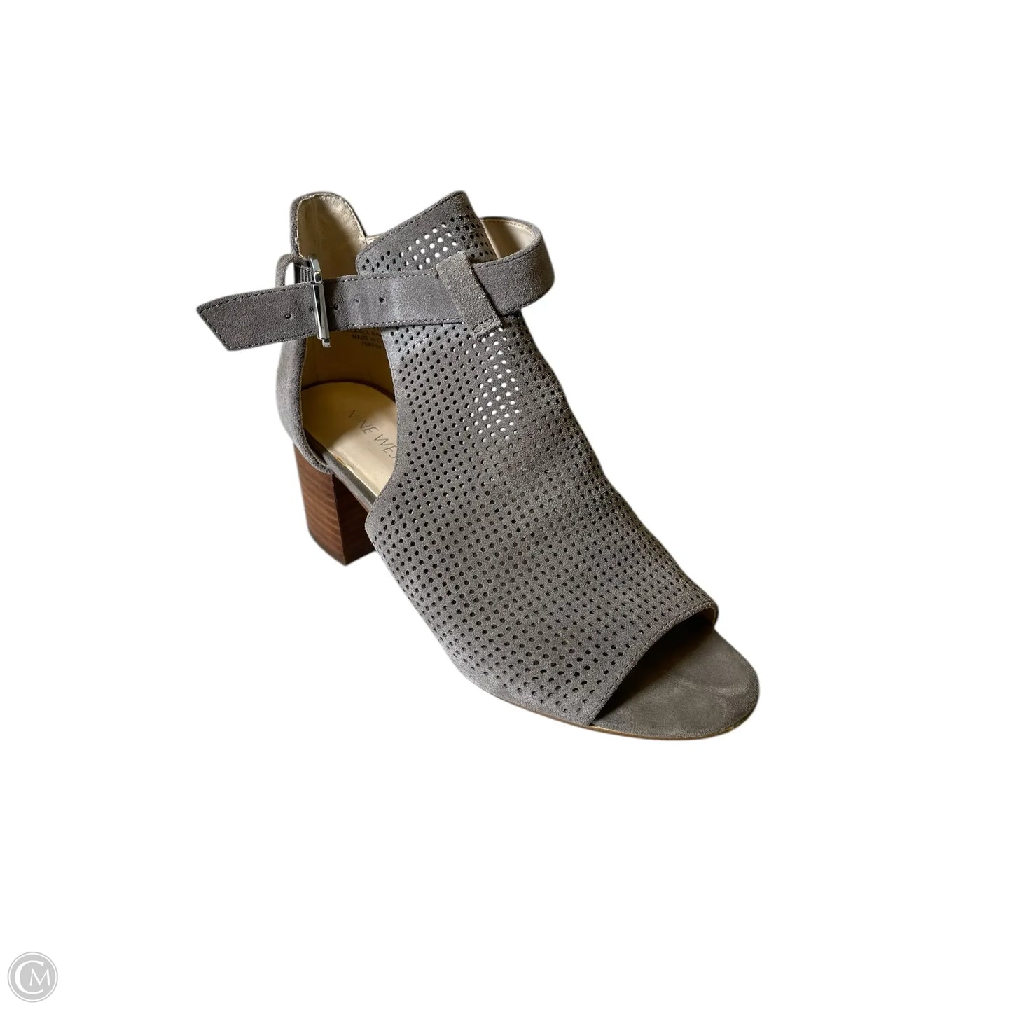 Sandals Heels Block By Nine West In Grey, Size: 6