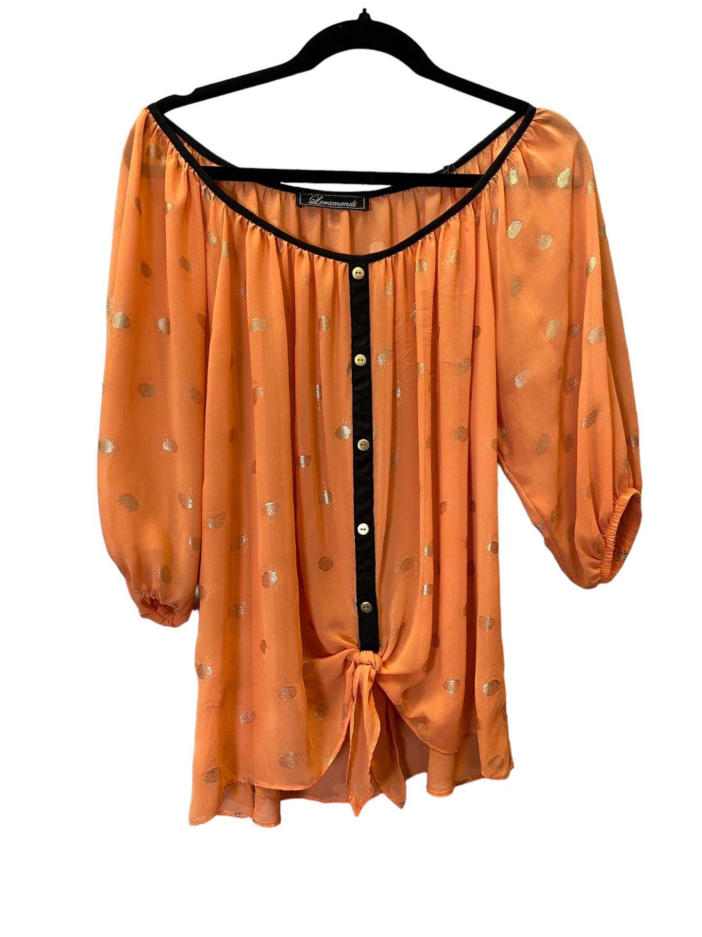 Orange Top 3/4 Sleeve Clothes Mentor, Size L