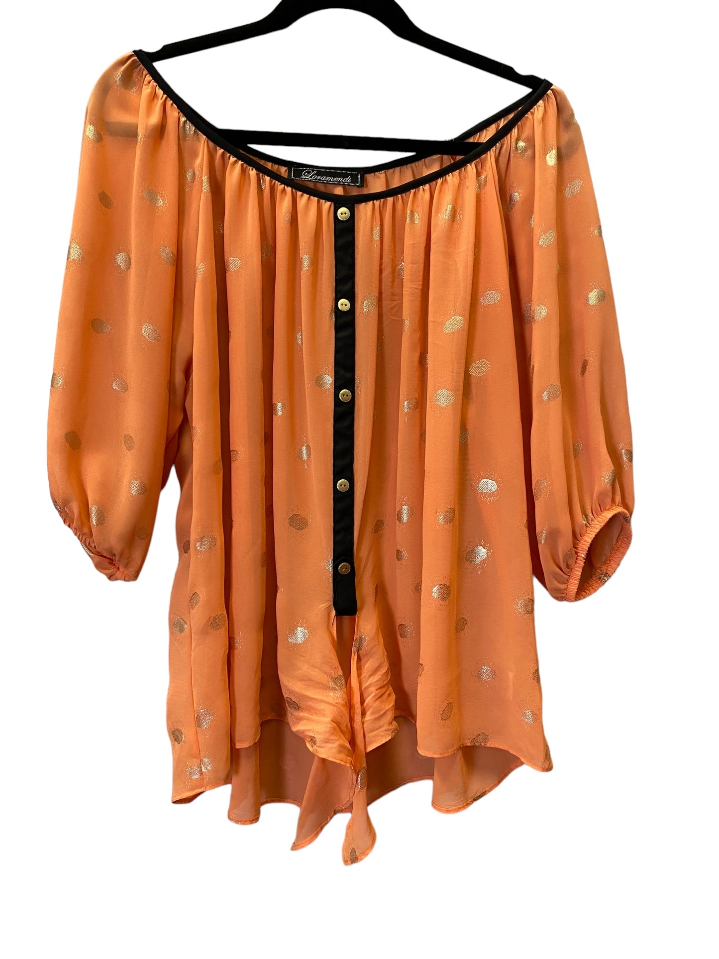 Orange Top 3/4 Sleeve Clothes Mentor, Size L