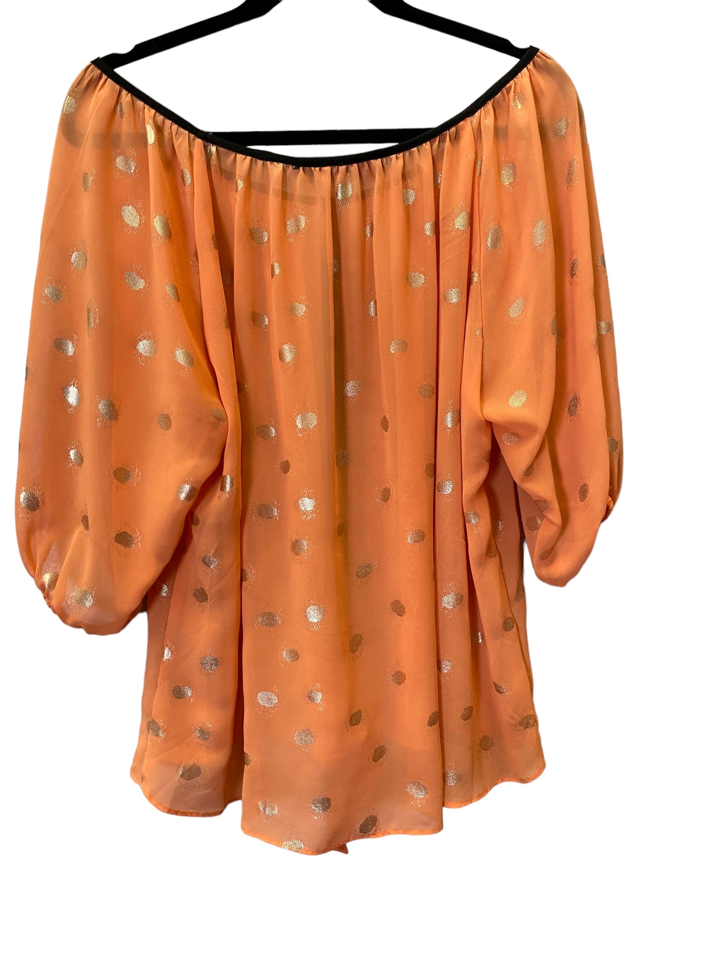 Orange Top 3/4 Sleeve Clothes Mentor, Size L