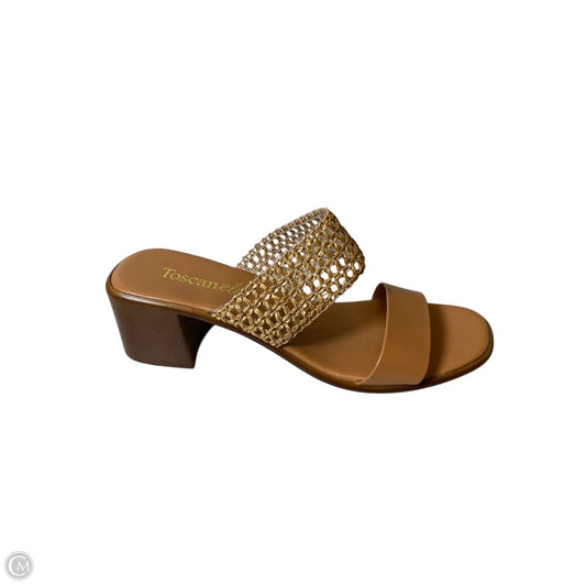 Sandals Heels Block By Clothes Mentor In Tan, Size: 9.5