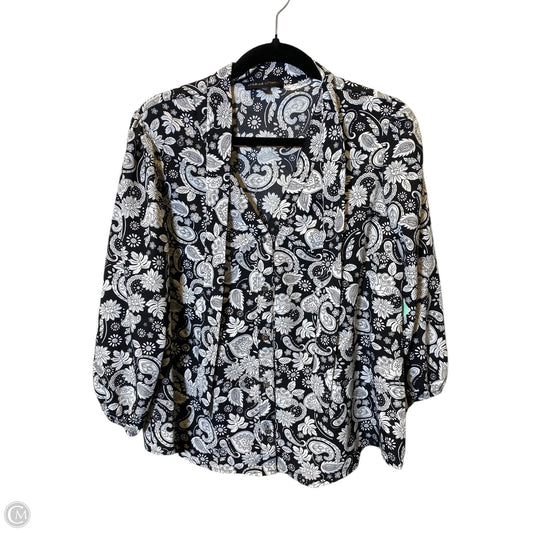 Top 3/4 Sleeve By Adrienne Vittadini In Black & White, Size: Xl