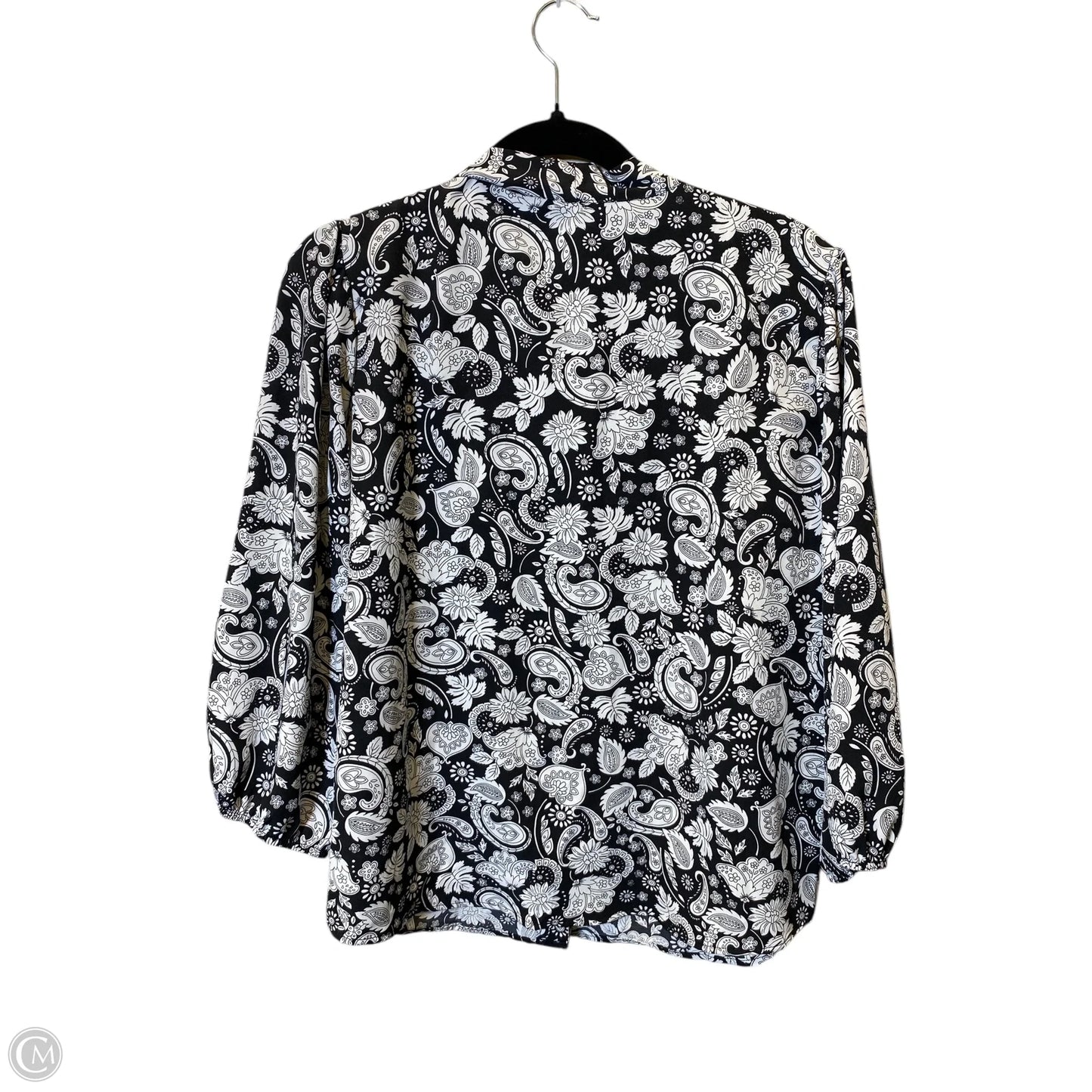 Top 3/4 Sleeve By Adrienne Vittadini In Black & White, Size: Xl
