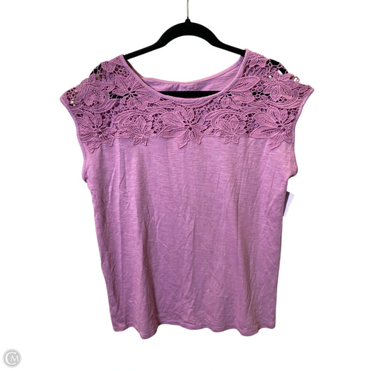 Top Short Sleeve By Loft In Purple, Size: L