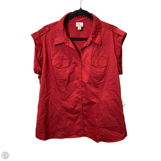 Blouse Short Sleeve By Worthington In Red, Size: Xl