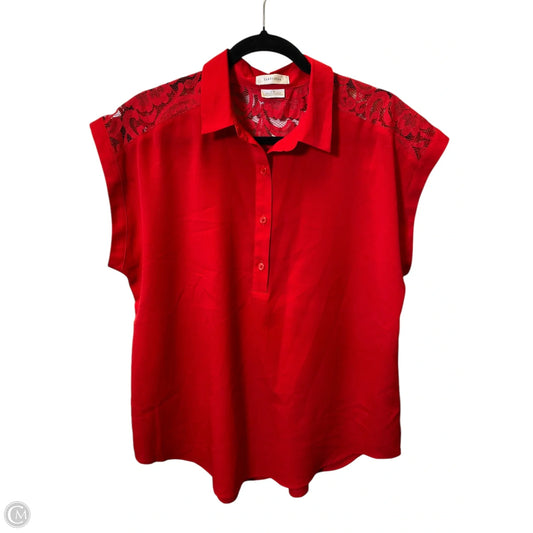 Top Short Sleeve By Van Heusen In Red, Size: L