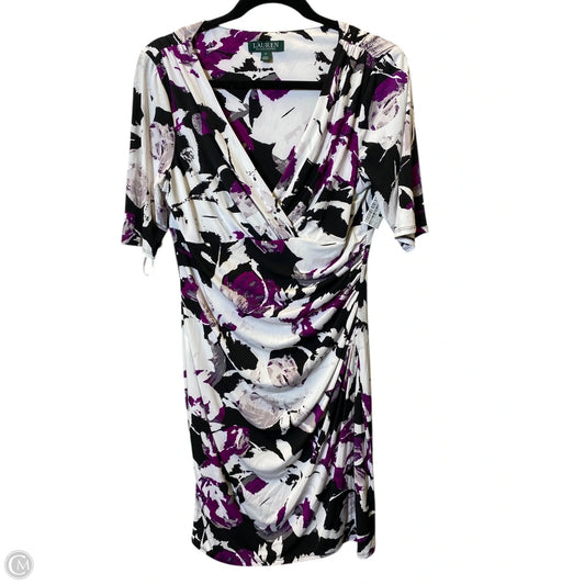 Dress Casual Midi By Lauren By Ralph Lauren In Purple & White, Size: L