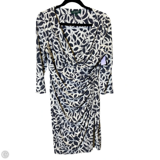 Dress Casual Midi By Lauren By Ralph Lauren In Grey & White, Size: L