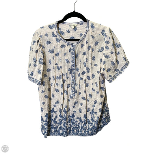 Top Short Sleeve By Max Studio In Blue & Cream, Size: L