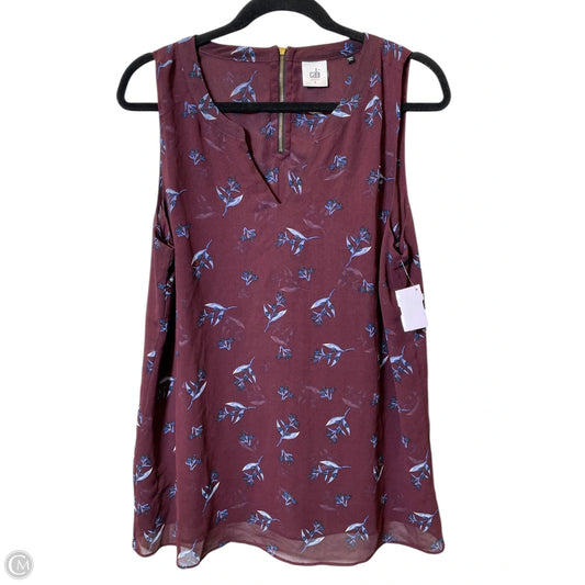 Top Sleeveless By Cabi In Maroon, Size: L