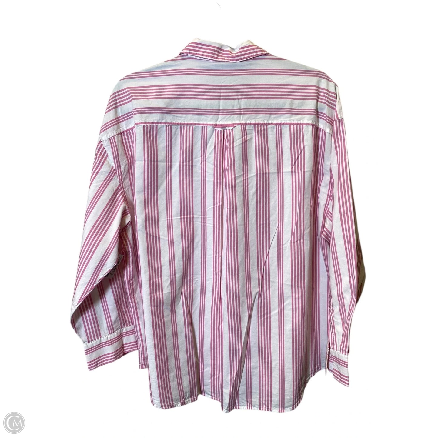 Blouse Long Sleeve By Old Navy In Pink & White, Size: M