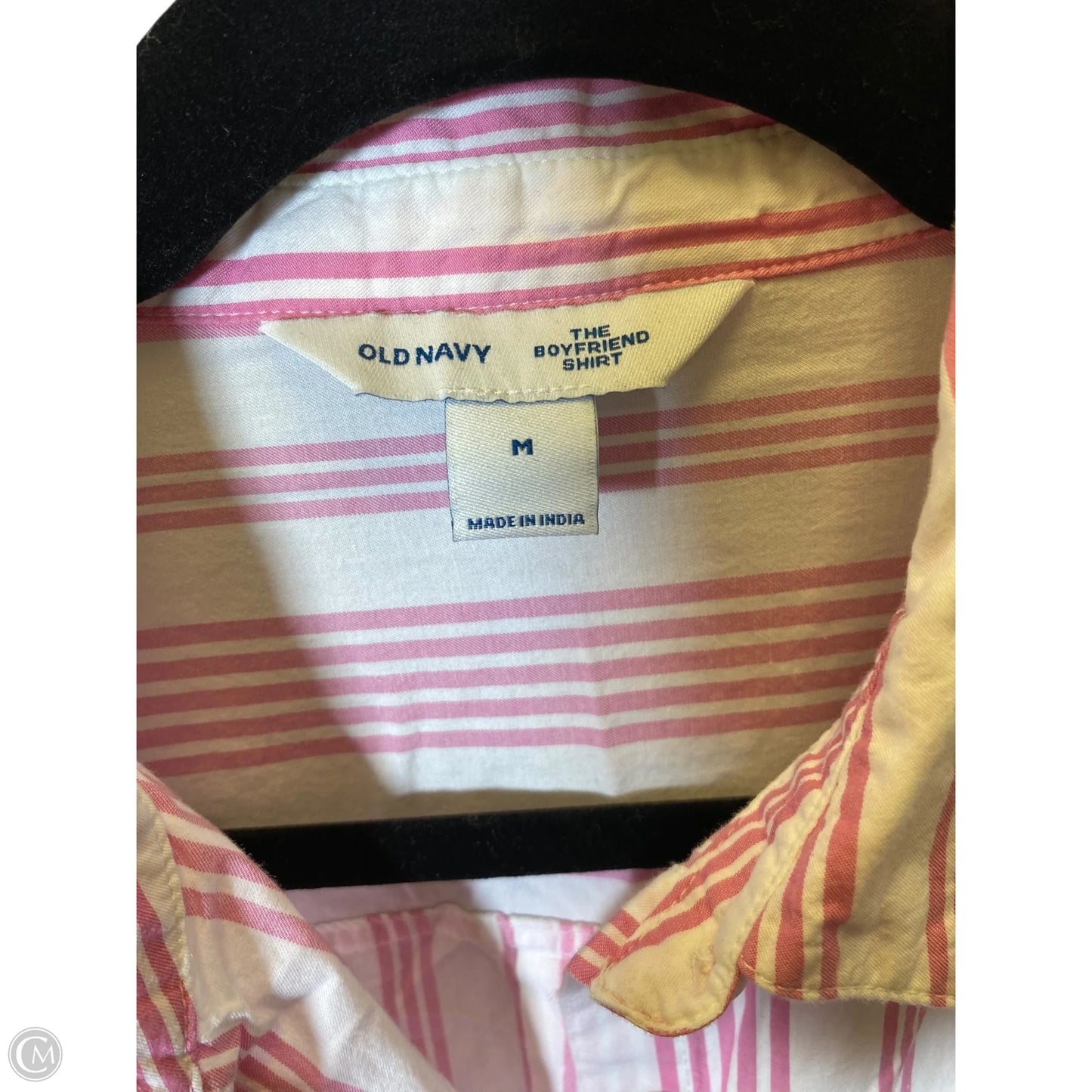 Blouse Long Sleeve By Old Navy In Pink & White, Size: M