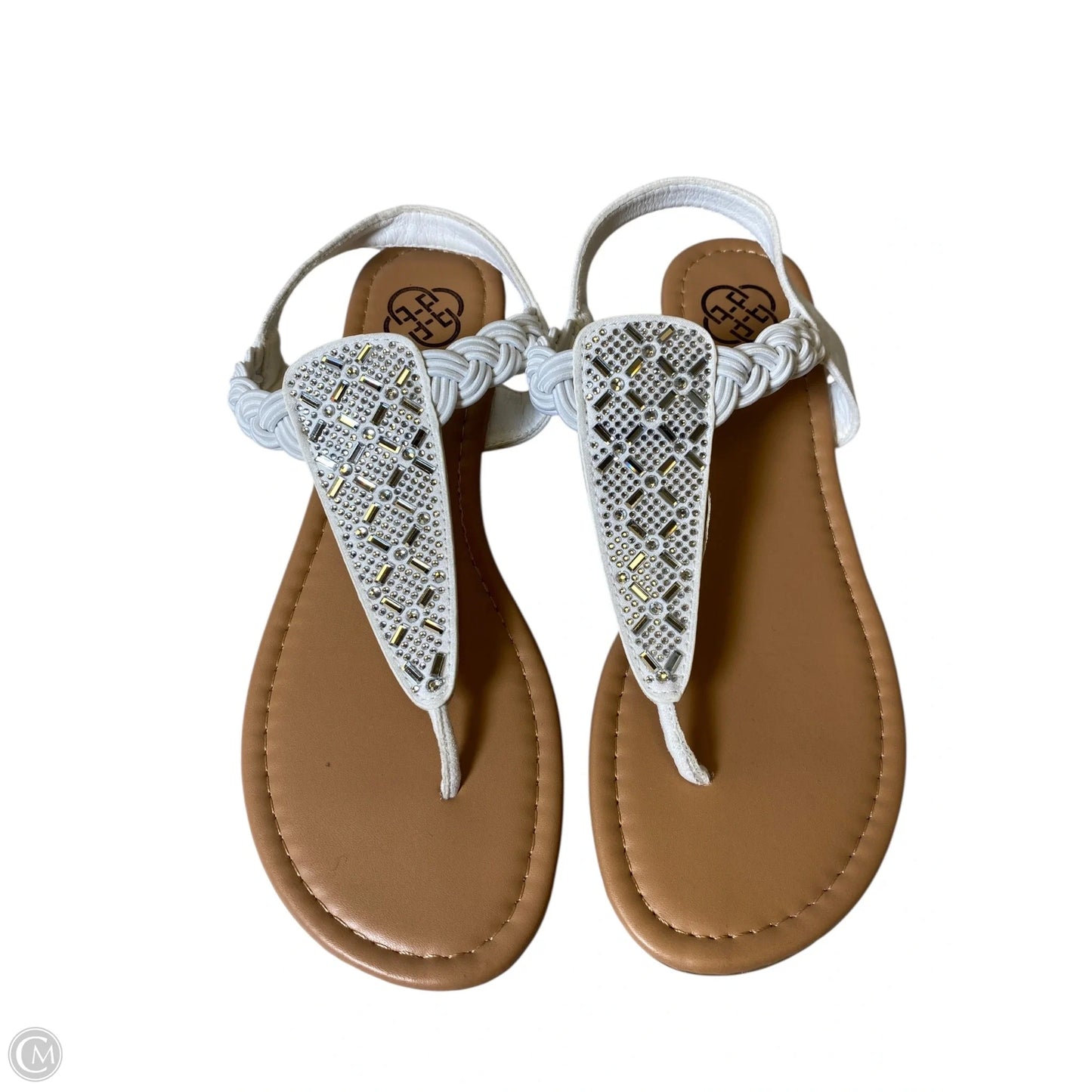 Sandals Heels Wedge By Daisy Fuentes In Tan & White, Size: 7