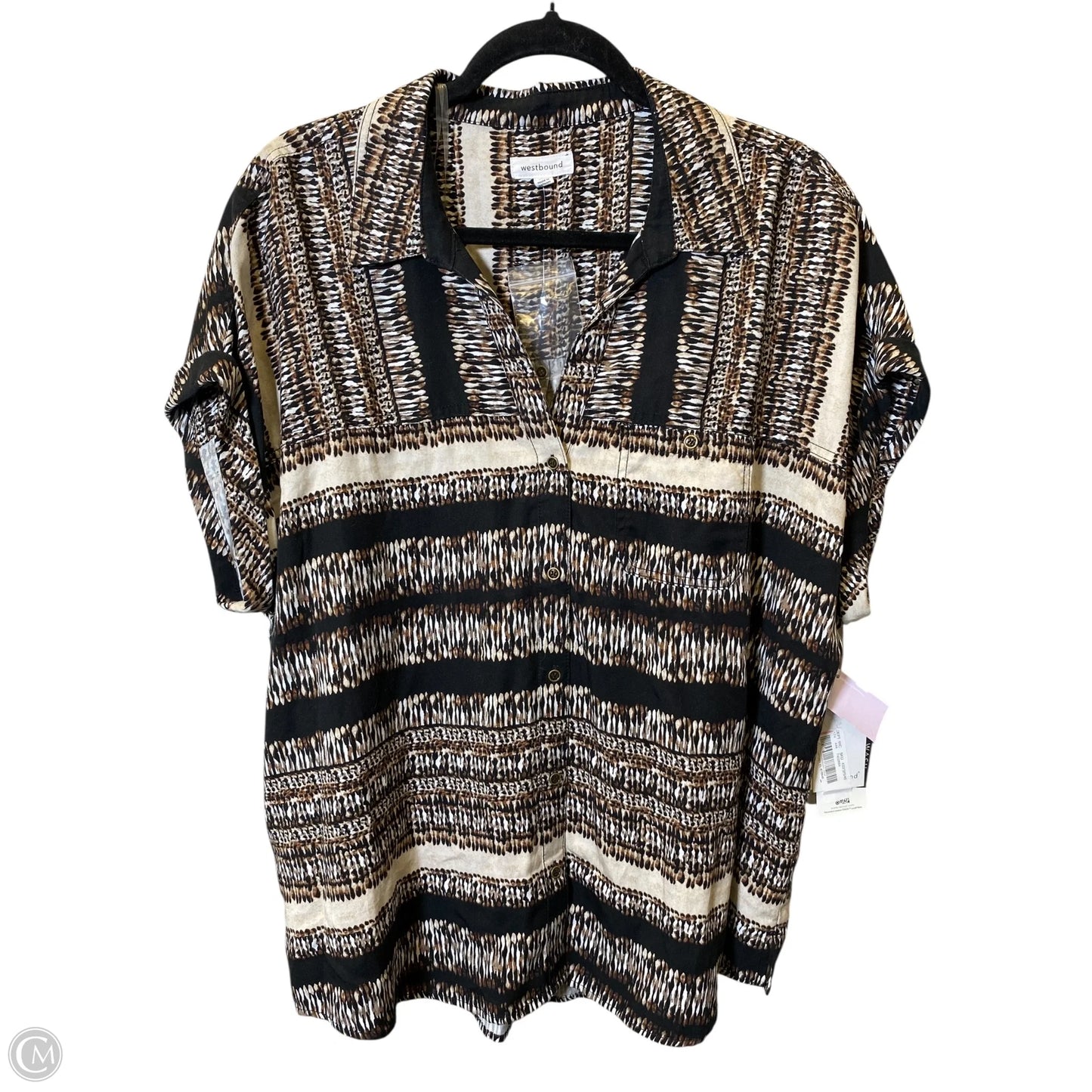 Blouse Short Sleeve By West Bound In Multi-colored, Size: Xl