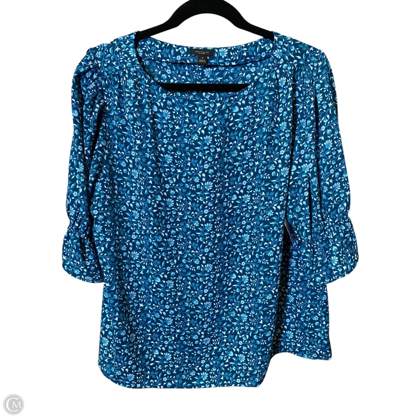 Top 3/4 Sleeve By Ann Taylor In Blue, Size: M