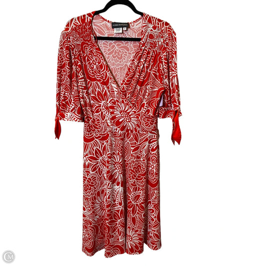 Dress Casual Midi By Donna Morgan In Red & White, Size: L