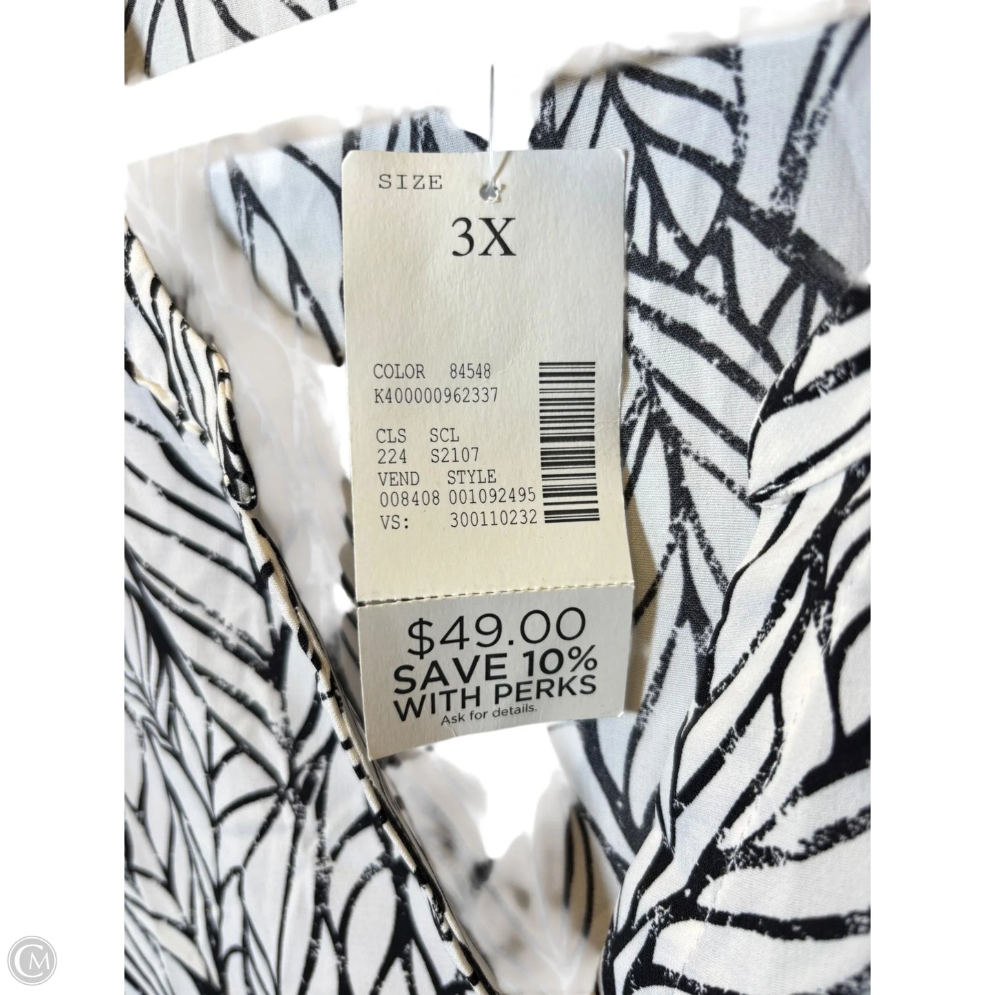 Blouse Short Sleeve By Catherines In Black & Cream, Size: 3x