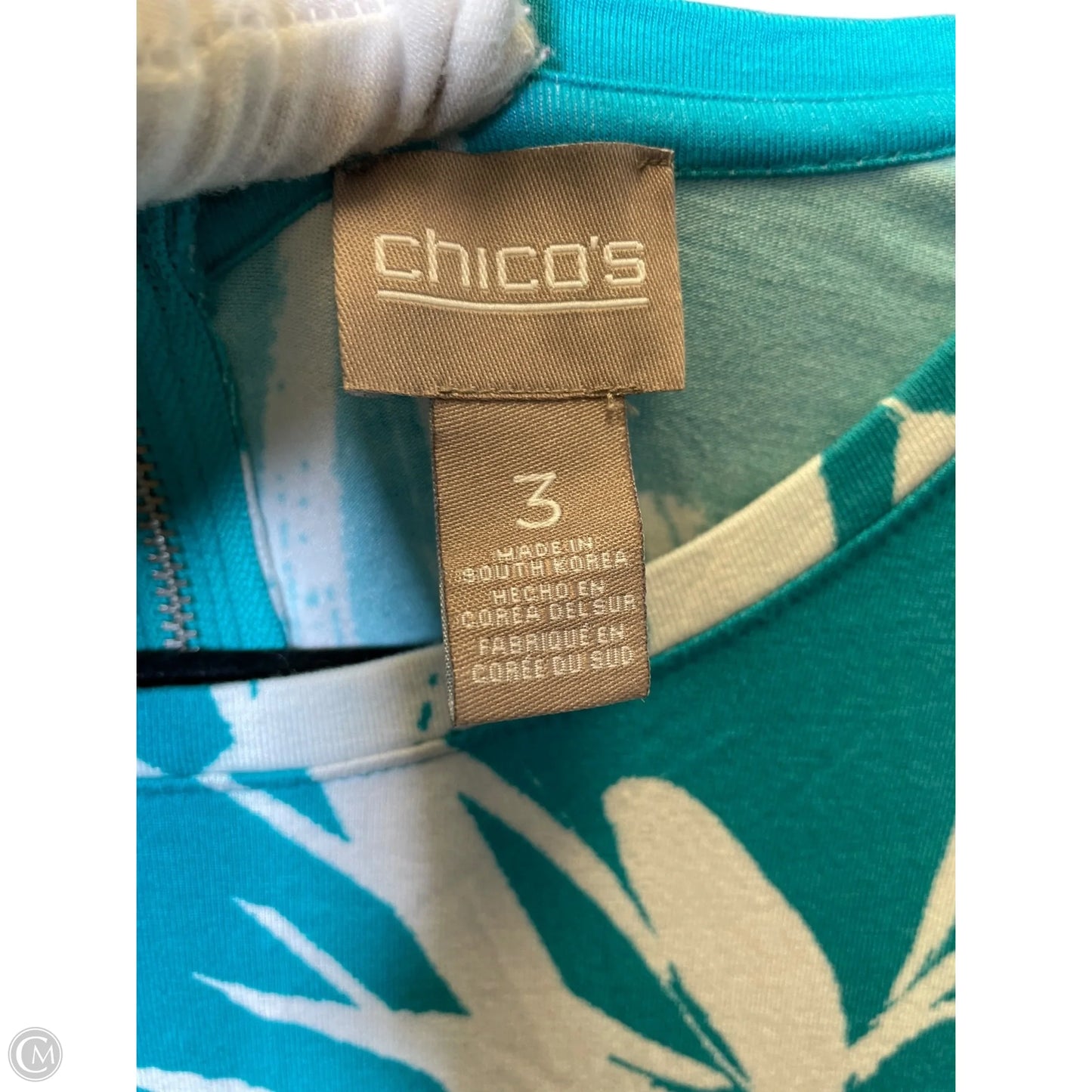 Top Short Sleeve By Chicos In Aqua, Size: Xl