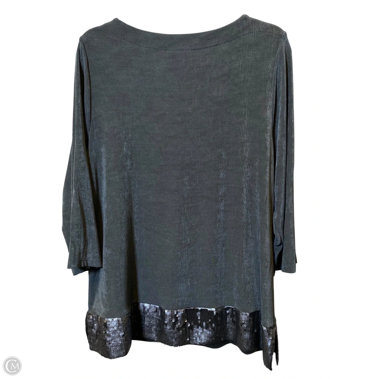 Top 3/4 Sleeve By Chicos In Grey, Size: L